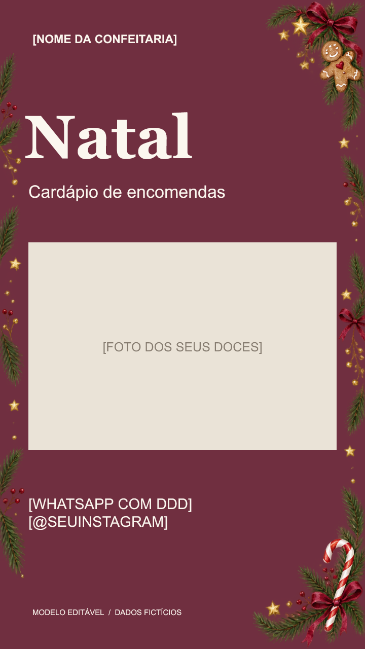 Capa vinho do mesmo cardápio editável